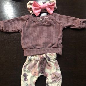 Baby Girl Outfit - pants, shirt and headband.